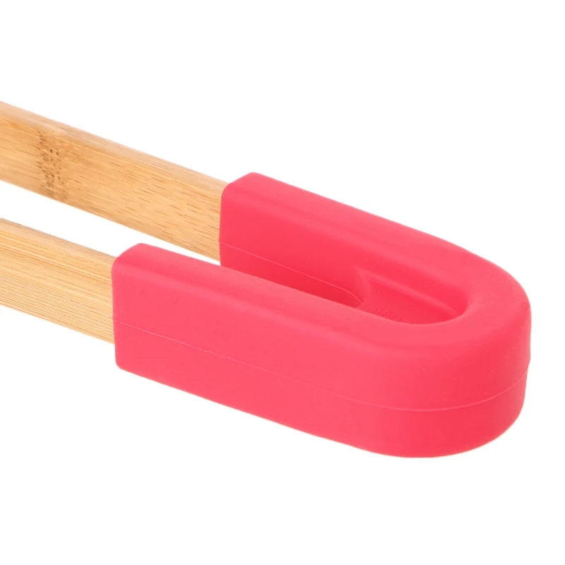Silicone Handle Bread Tongs Food Toaster Salad Cake Snack Clip Kitchen Utensil H7EA