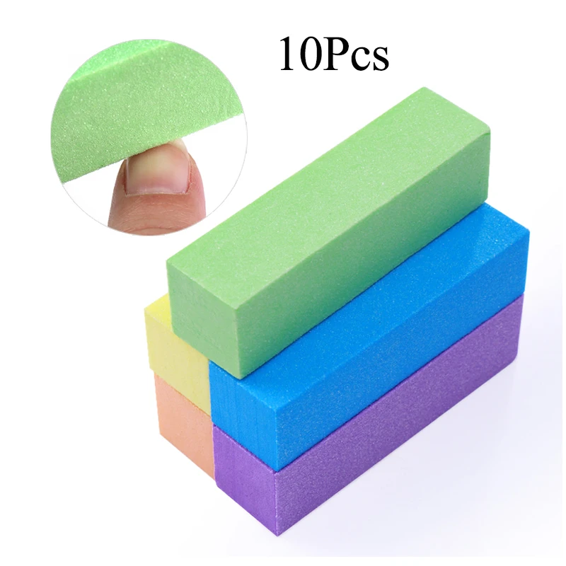 Розовый белый полировщик для ногтей шлифовальная губка для УФ гель лак пилочка для ногтей буферный блок DIY Дизайн ногтей маникюр педикюр - Цвет: 10pcs colorful