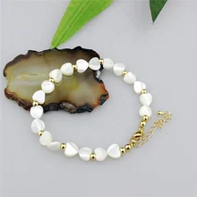 7,6 дюймов 10 стр/Лот Горячая Распродажа браслет ручной работы из натуральной морской раковины, браслет в форме сердца, браслеты нового стиля