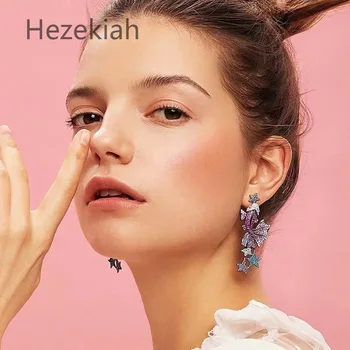 

Hezekiah needle Goldfish Stars Earrings Cute personality Trend fashion temperament lively party Reception Violet