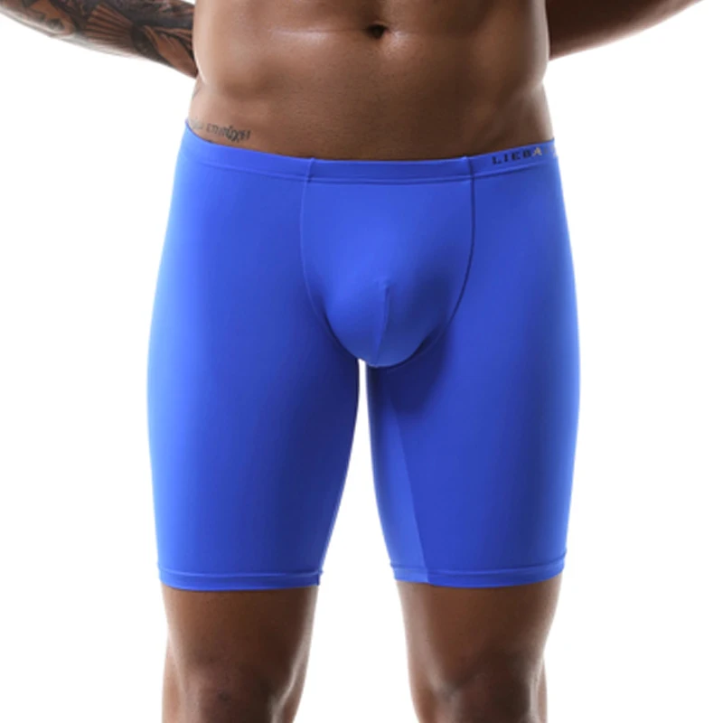 Men underwear Sexy Low Rise Breathable boxers High Elastic Underwear Boxers Viscose Trunks male panties - Цвет: Blue