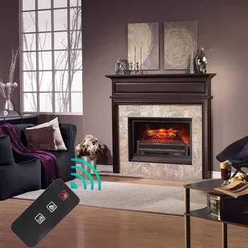 

Fireplace 23 Inch Fake Wood Without Frame Embedded 1400W Single Color / Fake Wood /Heating Wire/With Small Remote Control Black