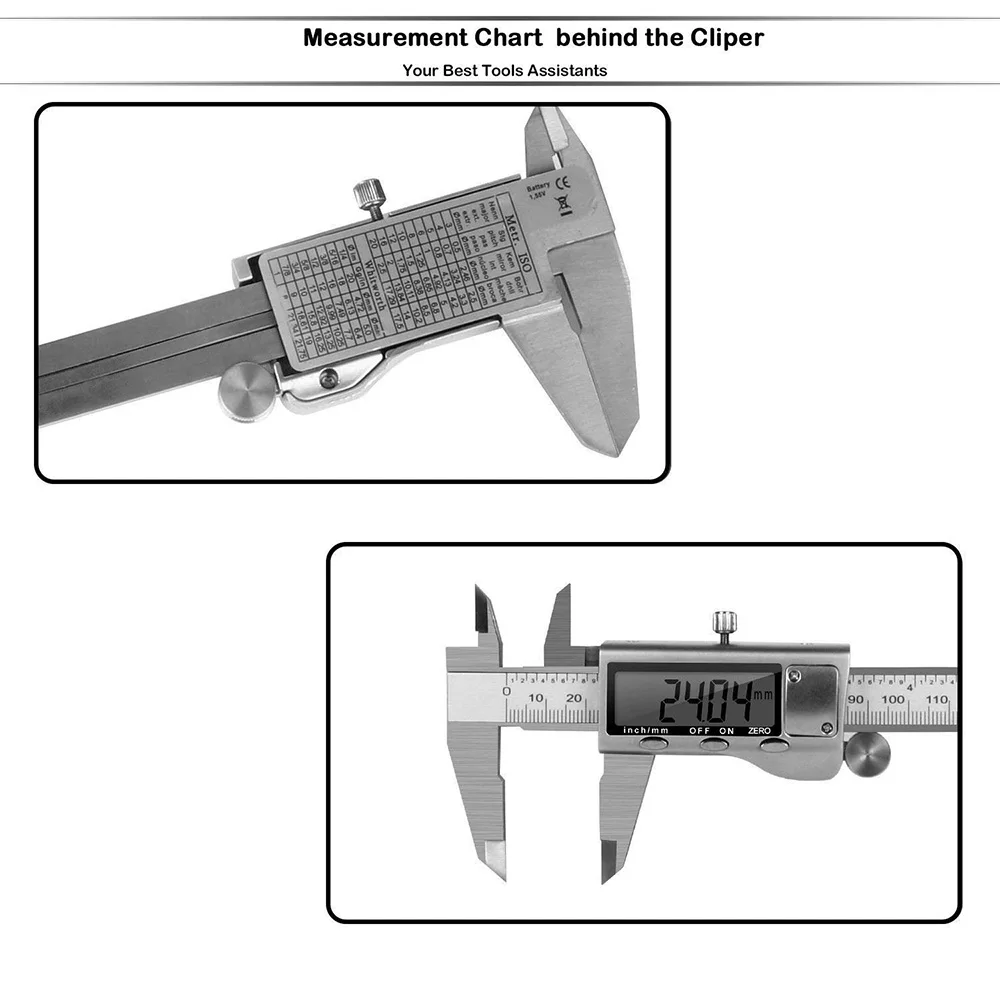 Цифровой штангенциркуль 0-100/150/200/300 мм измерительный инструмент Нержавеющая сталь дюймов/мм Электронный штангенциркуль с нониусом Gauge Серебряный