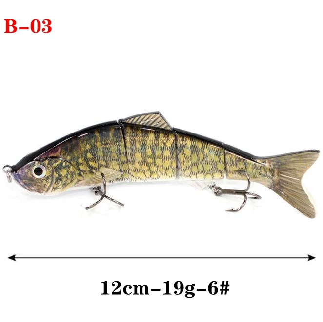 1 шт 12/15/25 см большая рыболовная приманка мульти шарнирные похожая на настоящую жесткая наживка с 3/0 крюк искусственная приманка воблер Pesca Mar - Цвет: 12CM-B