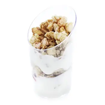 

50pcs 80ml Disposable Plastic Cups Clear Portion Transparent Trapezoidal Food Container for Jelly Yogurt Mousses Dessert