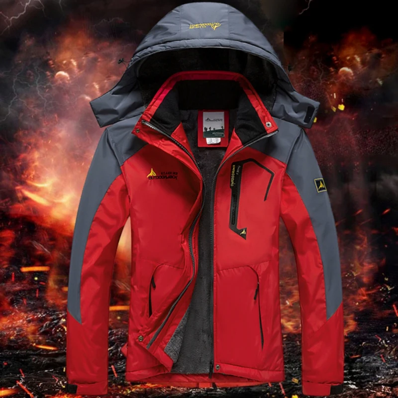 

1pc Men Women High Quality Waterproof Inner Fleece Waterproof Jacket Hooded Outdoor Warm Coat Hiking Camping Jackets Windbreaker