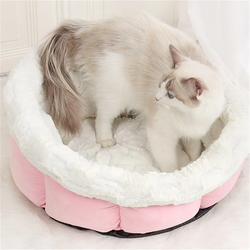 

Pet Supplies New Cat's Nest Dog's Nest Small And Medium Sized Cat Dog's General Petal Shaped Cat Pad Autumn Winter Warm Pet Bed