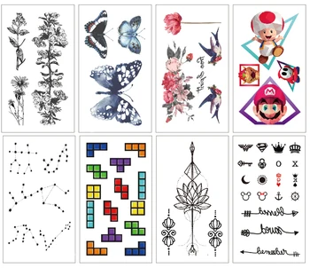 

8pcs Temporary Tatoo Fake Tattoo Sticker Waterproof Tatto Flower Bird Butterfly Moon Tattoos Tatouage For Women Girl Men Kids