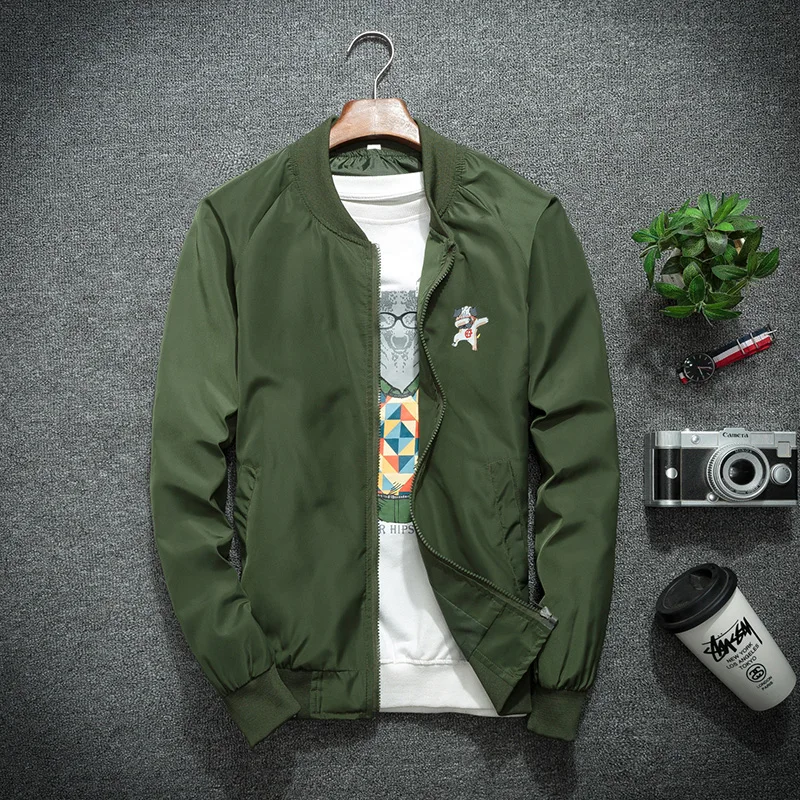 

Fall New MA-1 Bomber Military Biker Jacket Men Army Green Animal Panda Pattern Printed Pilot Bomber Jacket Men Baseball Jackets