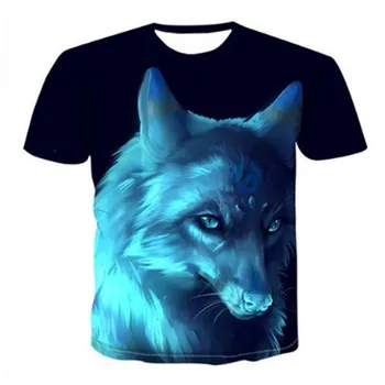 

Black Wolf T shirt Men short sleeve tshirt Streetwear Tops Male Clothes 3d T-shirt Hip hop Mens Clothing