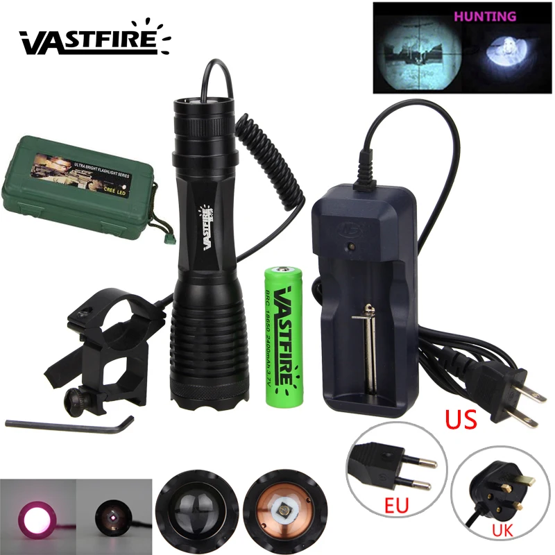 

10w IR 940nm Weapon Gun Light LED Night Vision Zoomable Infrared Radiation Focus Rifle Scope Airsoft Mount Remote Switch 18650