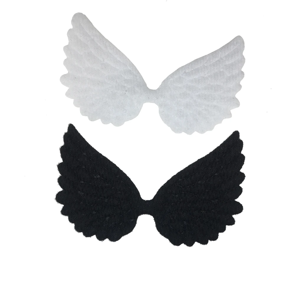 

10pcs/lot Black White Colors Glittered Angel wing Shape Appliques Single Sided For Kid DIY Patch And Baby Headwear Accessories