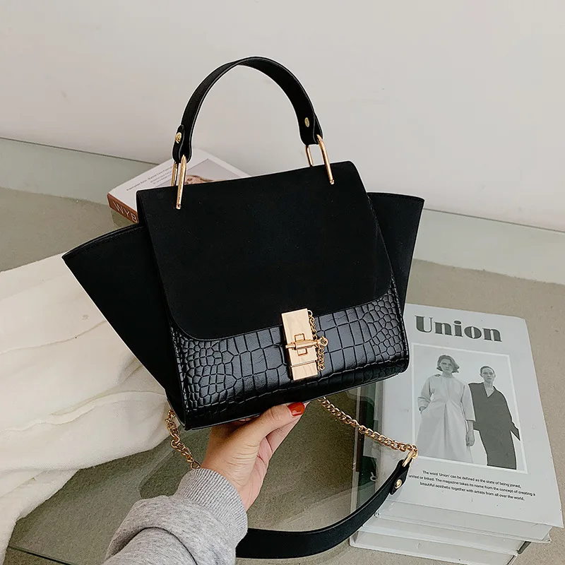Handbags Women Purses Totes Messenger-Bags Trapeze Suede Shoulder Luxury-Design Female