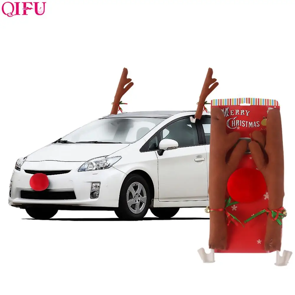 

QIFU Christmas Antler Car Decoration Christmas 2019 Ornaments Xmas Gifts Christmas Party Decor Navidad Toys Happy New Year 2020