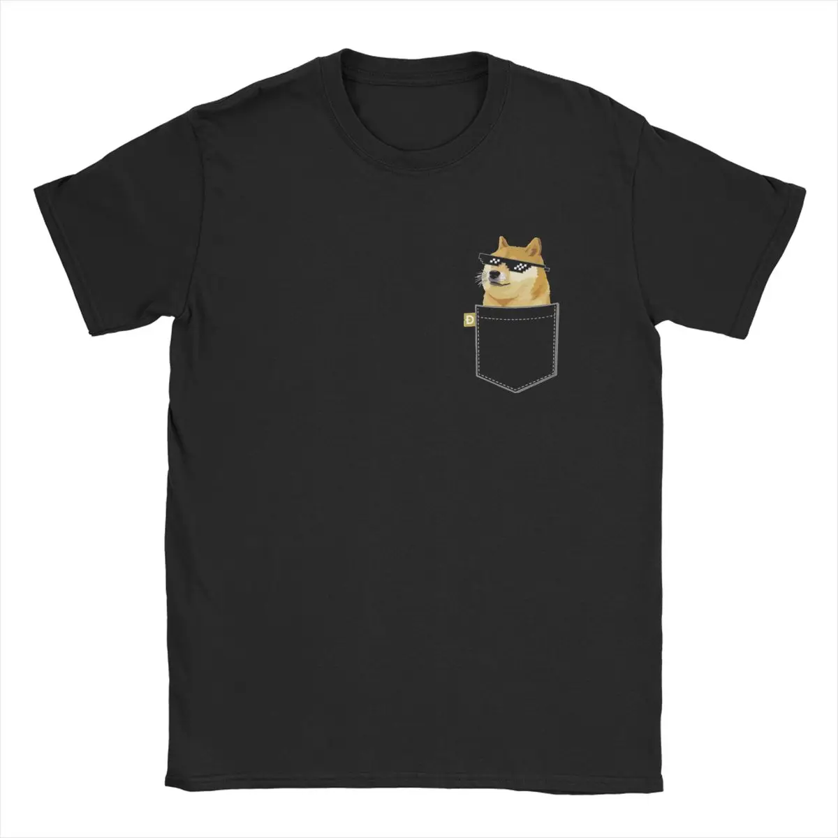 Dogecoin Crypto Doge Coin Faux Pocket T-Shirt for Men Amazing Pure Cotton  Tees Round Neck Short Sleeve T Shirts Graphic Clothes - AliExpress, image size:1200x1200
