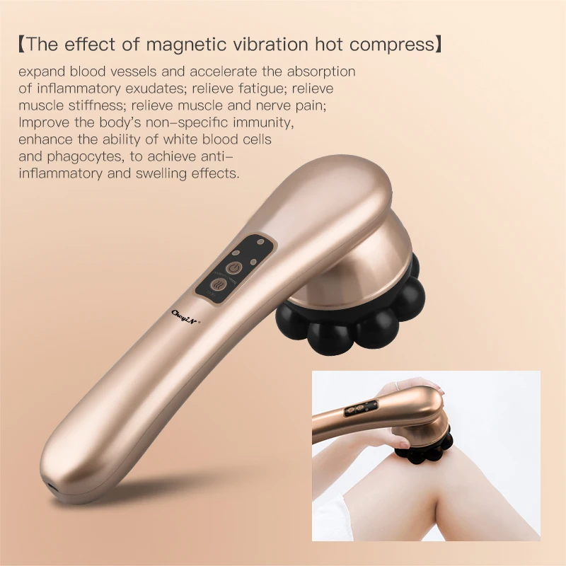 Electric Handheld Massager Vibration Heating with 360°Rotating Magnetic Ball Neck Back Boday Muscle Relax Deep Tissue Massage 53