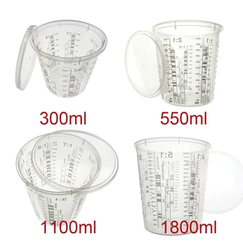 

80x Plastic Paint Mixing Cups set 300ml 550ml 1100ml 1800ml Paint Mixing Calibrated Cup For Accurate Mixing Of Paint And Liquids