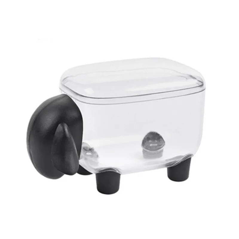 Милый Хлопок банка для ватных дисков Органайзер овцы в форме пластиковый ящик зубочистка чехол для хранения Домашний декор для стола коробка для хранения пыли - Цвет: Black