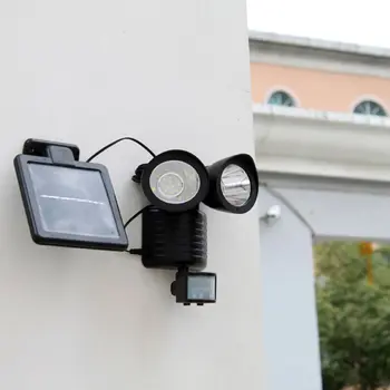 

22-LED Dual Heads Solar Wall Light PIR Detector Motion Sensor Floodlight Outdoor Lighting For Garden Yard Q0KF