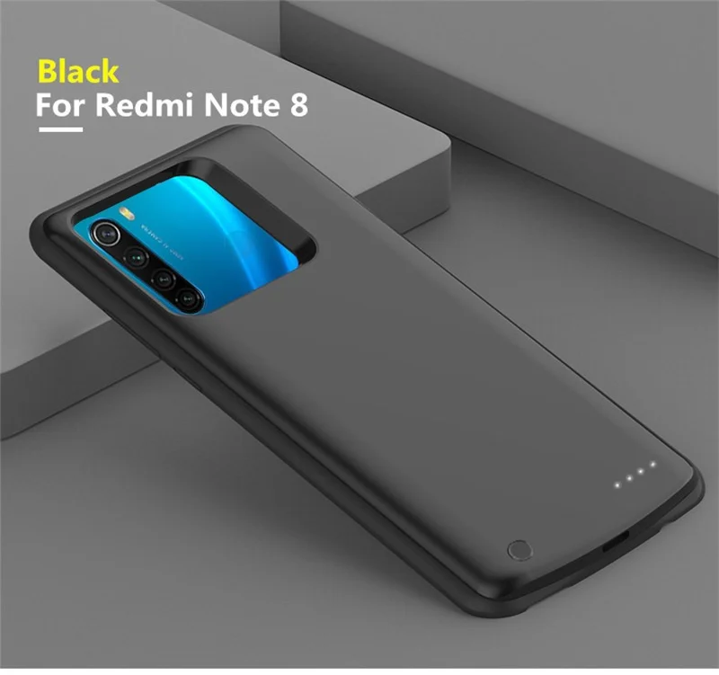 Чехол питания для Xiaomi Redmi Note 8, чехол для зарядного устройства, тонкий запасной внешний аккумулятор, задняя крышка для Redmi Note 8, чехол для аккумулятора с зажимом - Цвет: Black