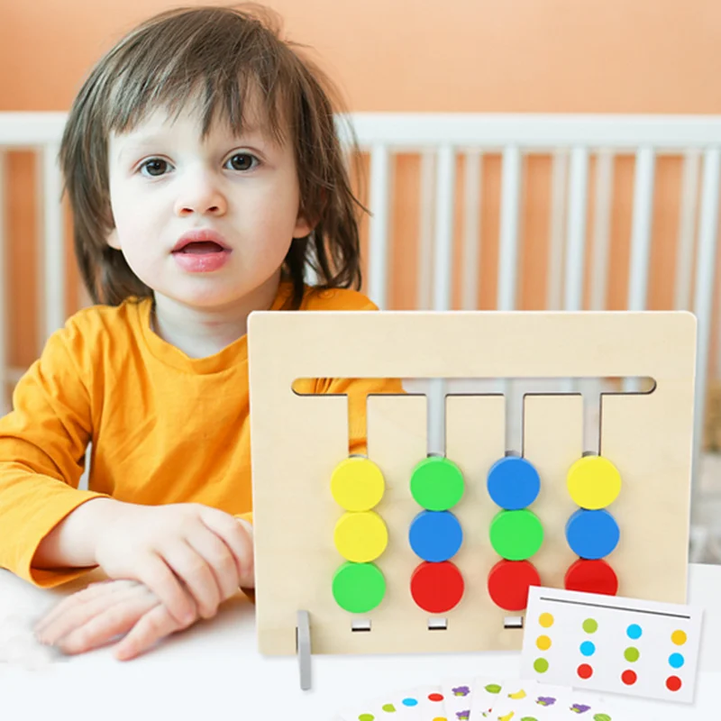 

Children Wooden Toy Montessori Toy Four Color Fruit Game Chess Double Sided Matching Game Logical Reasoning Training Kids Toys