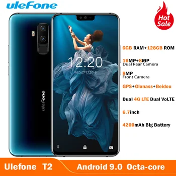 

Ulefone T2 Dual 4G Cell Phone Android 9.0 Google Play Store 6GB+128GB NFC Octa-core Smartphone 4200mAh 6.7" FHD+ Mobile Phone