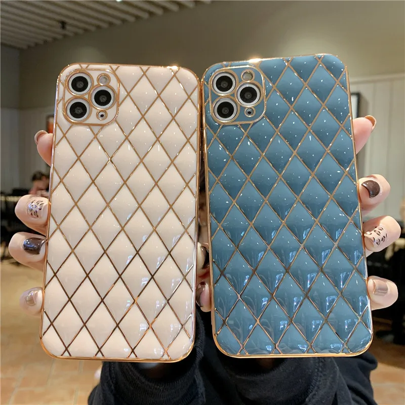 Luxury Plating Frame Geometric Phone Case For iPhone 13 Pro Max 11 12 14 Pro Max XS Max X XR 8 7 Plus Soft Silicone Bumper Gift best case for iphone 12 pro