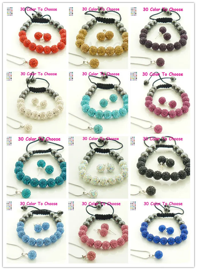 Free Gift+Free Shipping Mix 10mm Disco Pave Ball Crystal Silver Plated crystal Set Bracelet Earring Necklace Pendant Hotsale | Украшения и