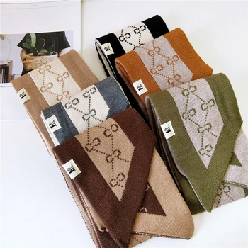 

Luxury Brand Female Oblique Triangle Sharp Bowknot Narrow Long Small Skinny Thick Neckerchief Women Winter Scarf Warm Knitted