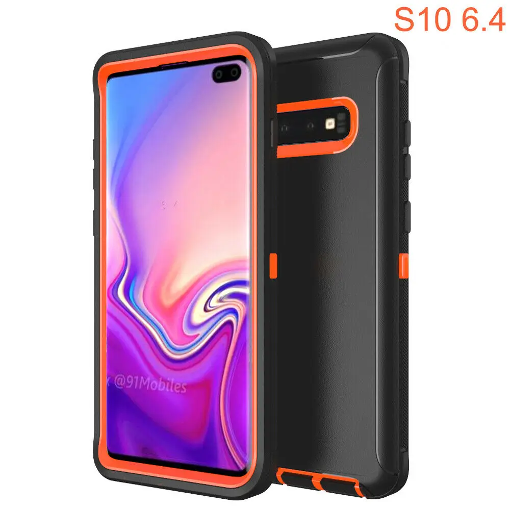 Black Orange Сверхпрочная Защита для Samsung Galaxy S8 S9 S10 Plus S10 Lite Note 10 9 8 сверхмощный Гибридный противоударный чехол с зажимом - Цвет: Black Orange