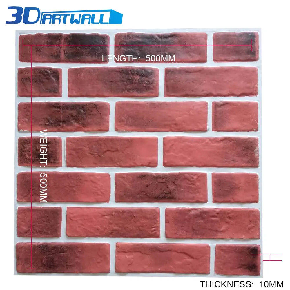 3DARTWALL ПВХ красные кирпичные настенные панели Самоклеящиеся с хорошим декором для дома искусственные кирпичные печатные наклейки бумага 48 Упаковка