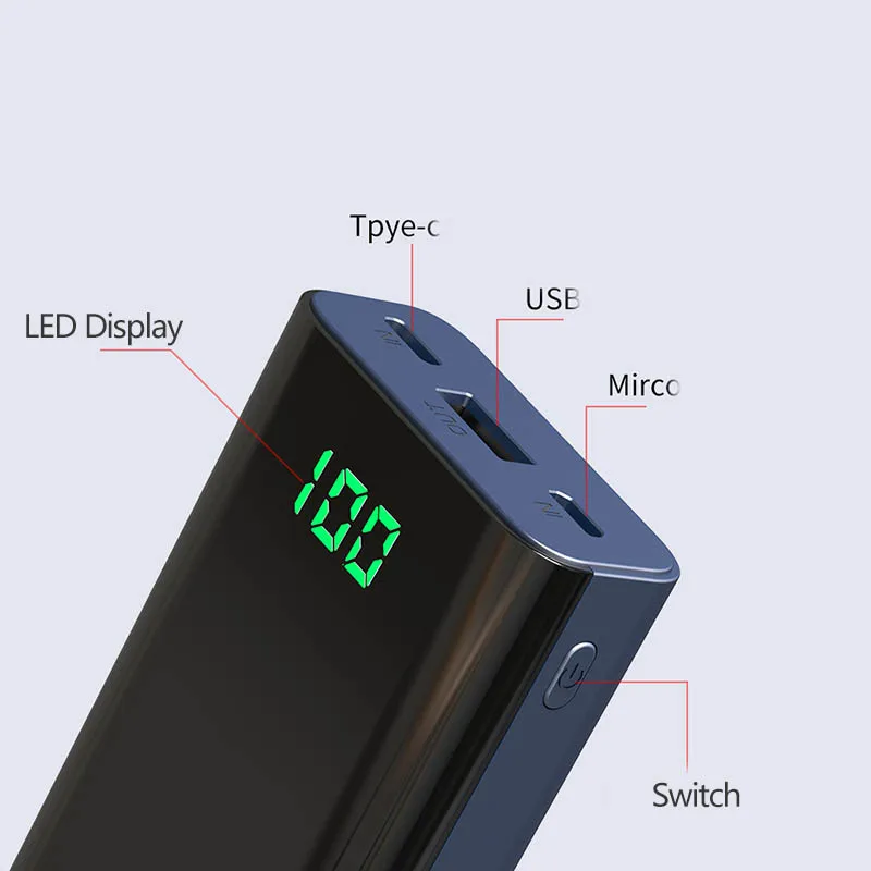 10000mAh Мини банк питания для Xiaomi Iphone X светодиодный дисплей внешний аккумулятор зарядное устройство портативный банк питания для samsung huawei