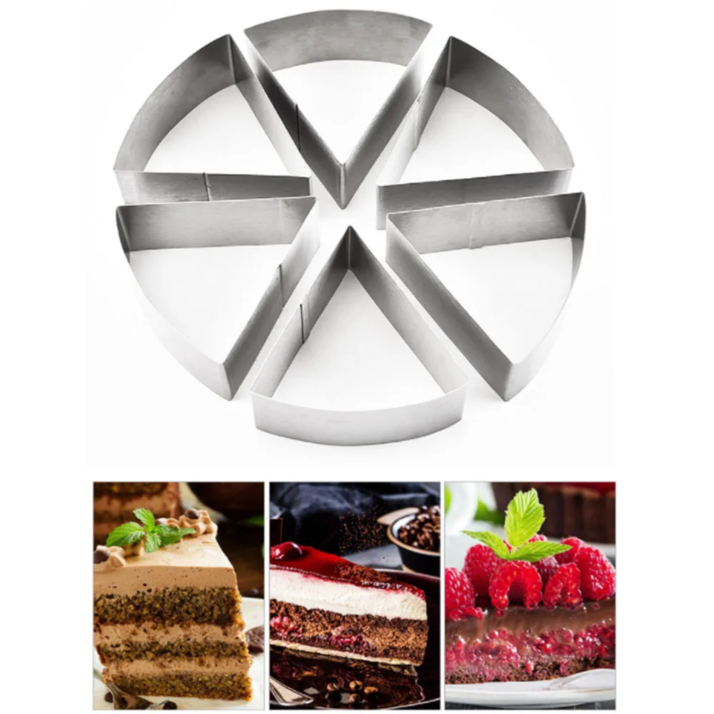 

1 Set / 6 Points Triangular Mold Round Mousse ring Stainless Steel Cookie Mold Pastry Slicers Baking Tools