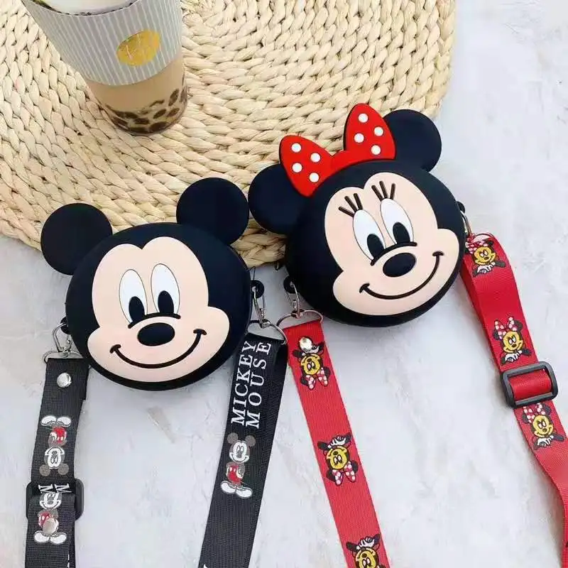 Disney Микки Маус кошелек для монет леди Минни плечо сумка милые карты сумка карты пакет мультфильм силиконовая сумка для хранения