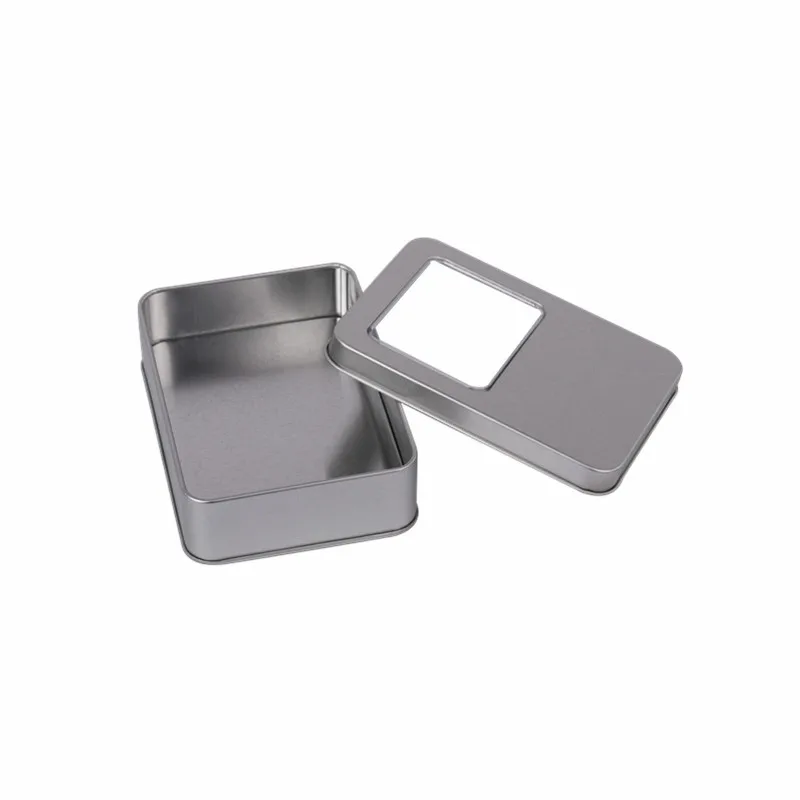 

Mini Tin Case Storage Box With Half Window Jewelry Candy Storage Container Organizer For Keys Coin 125*92mm Metal Iron Box 12PCS