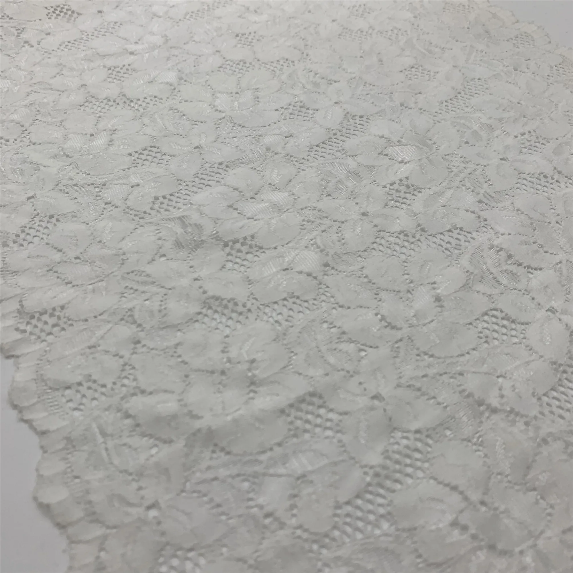 3y/lot 30cm Width Floral Stretch Lace Trims Wide White 3