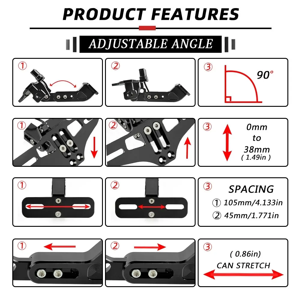 FOR YAMAHA TMAX 500 TMAX 530 TMAX 560 2001 2002 2003-2020 Motorcycle Adjustable Angle License Number Plate Frame Holder Bracket