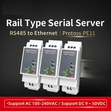 Din-Rail Seriële Poort RS485 Naar Ethernet Converter Apparaat Server Protoss-PE11 AC110V ~ 220V Of Dc Ondersteuning Modbus tcp Om Rtu