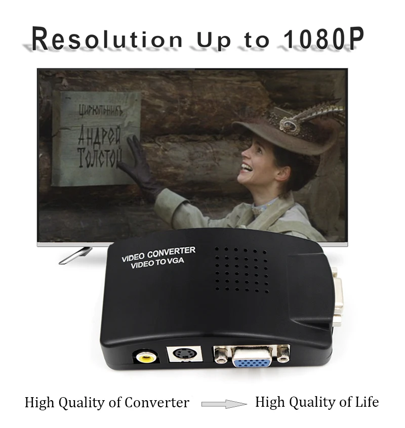Vga To Av Converter AV to VGA Adapter RCA CVBS to VGA Converter for PC Laptop Video TV