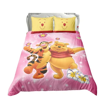 

3D Pink Winnie the Pooh bedclothes Duvet Covers for Kids Bedroom Decor Queen Size Bedding sets Single Twin Coverlets Double Girl