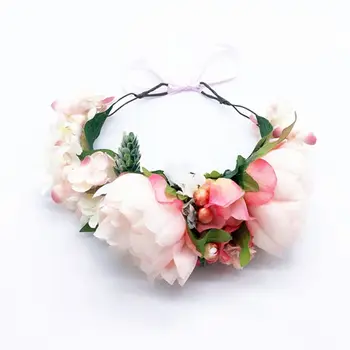 

Wedding Bridal Romantic Sweet Headband Wreath Simulation Multi Flower Succulent Leaf Bridesmaid Garland Tiara Crown