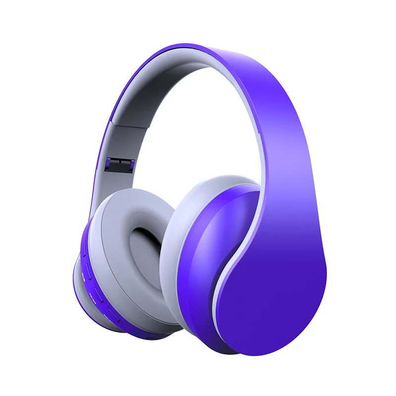 Стерео наушники Bluetooth с шумоподавлением большие наушники беспроводные наушники геймера Складная гарнитура с микрофоном спортивные музыкальные наушники - Цвет: gray purple