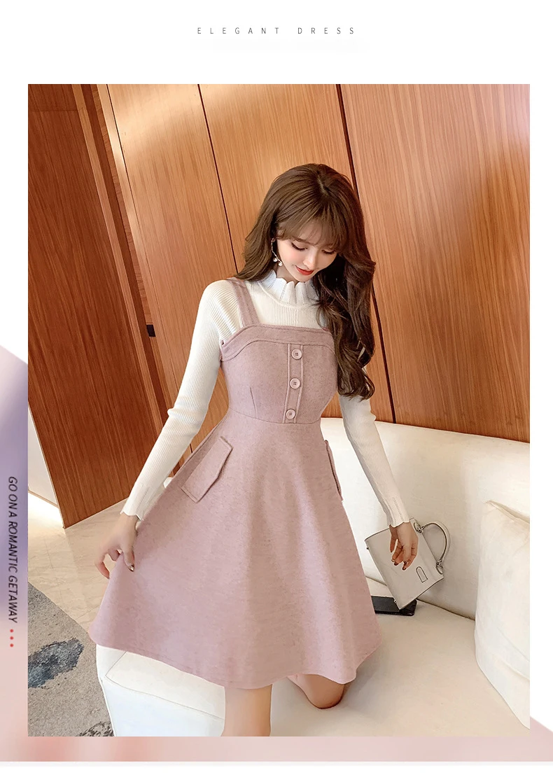 Mode hiver chaud femmes Slim épais longue A-line Jupe pleine Robe Décontractée Mode hiver chaud femmes Slim épais longue A-line Jupe pleine Robe Décontractée