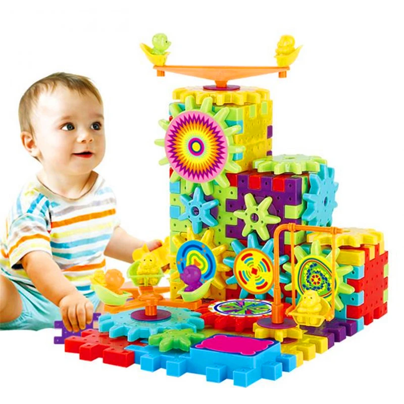 81 шт. Пластиковые Электрические шестерни 3D головоломка Строительный набор кирпич детские развивающие игрушки детские подарки