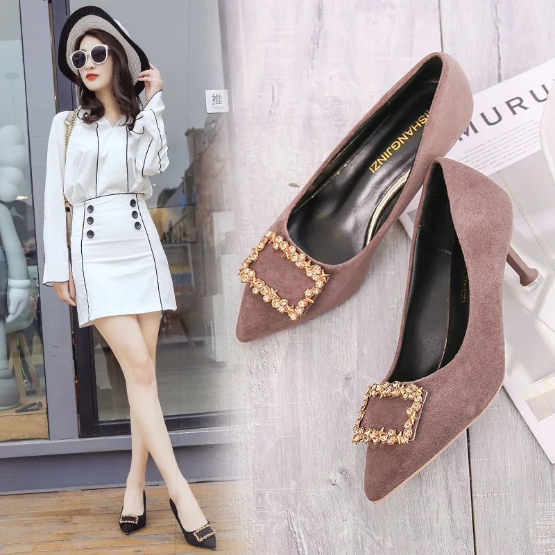 

Europe And America-Leopord Pattern High Heel Shoes 2020 Spring New Style Pointed Shallow Mouth Versatile Thin Heeled Shoes Women