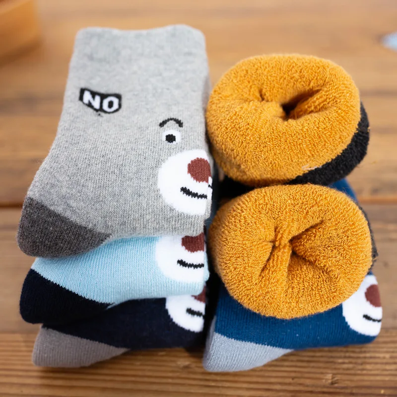 Kids Socks 5 Pairs/Lot Cotton Children Kids Socks for Girls Boys Winter Thicken Wear Solid Color Fashion Sports Casual