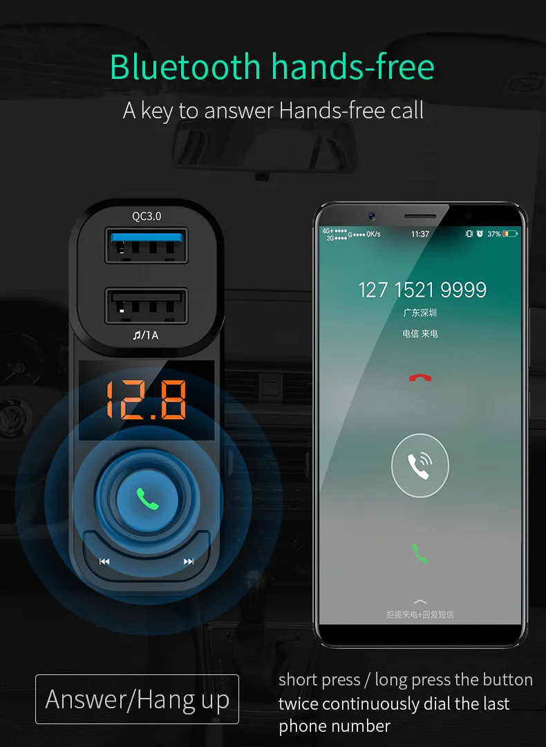 Автомобильный MP3-плеер Bluetooth автомобильный набор, свободные руки, mp3 плеер fm передатчик Беспроводной радио адаптер USB Зарядное устройство автомобиля bluetooth fm передатчик