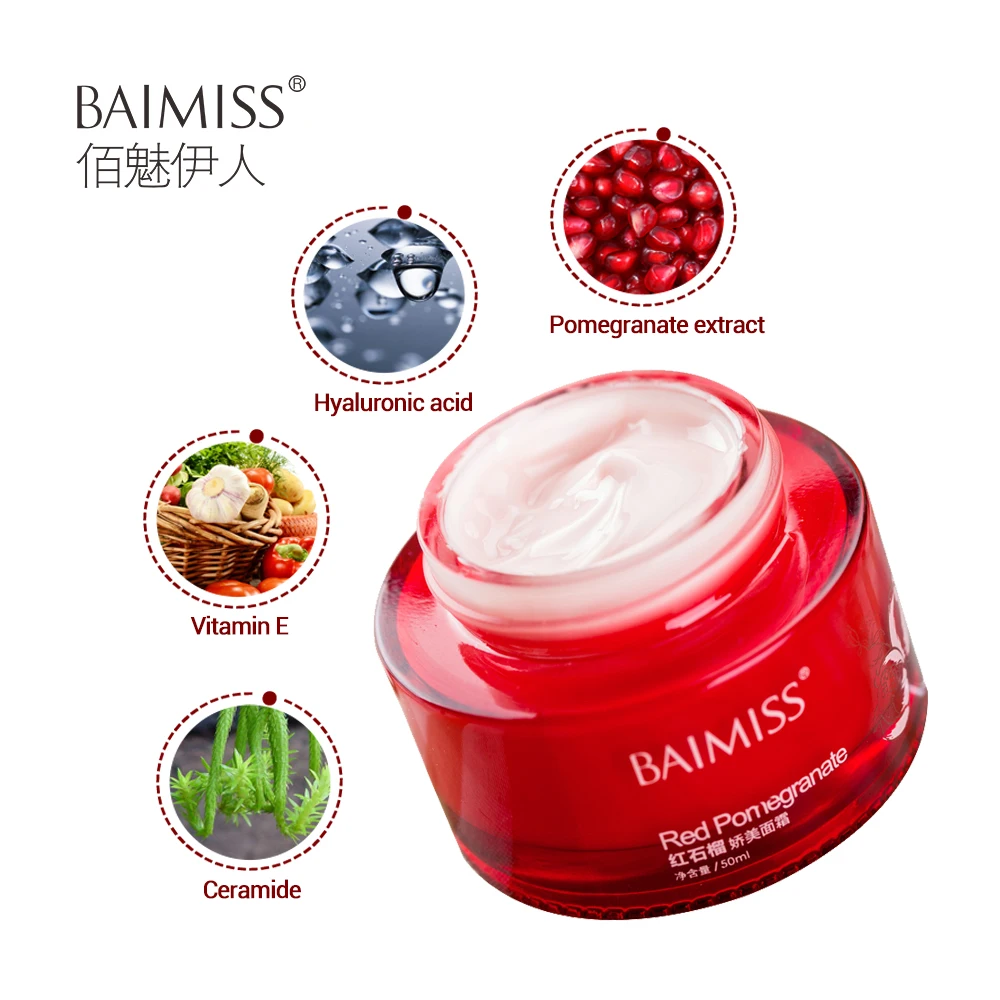 BAIMISS Red Pomegranate Face Cream Moisturizer Skin Care Refreshing Nourishing Anti Aging Wrinkle Facial Acne Treatment | Красота и