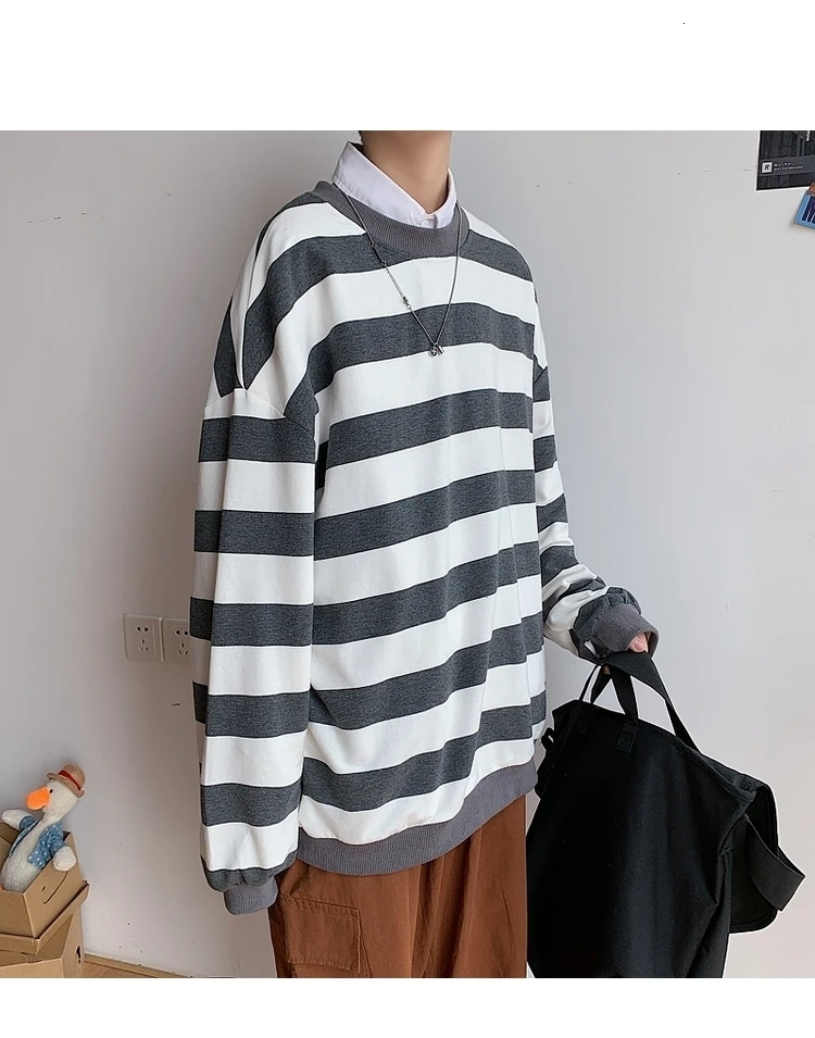 Men's 13 Color Full High-quality Coats Stripe Printing Hoodies Mens Cotton Clothes Pullover Casual Loose Sweatshirts Size M-5XL
