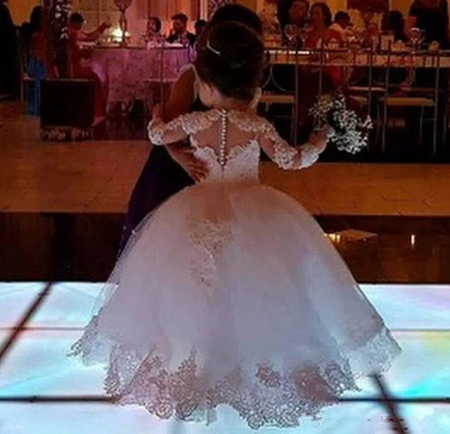 Vestidos de flores para niña, vestidos de tul de encaje de princesa de media manga, vestidos de primera vestidos de y desfile para niña AliExpress